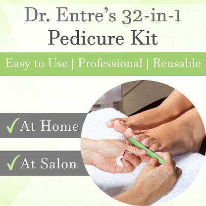 Dr. Entre'S Professional Pedicure Kit: 32 in 1 Pedicure Tools Supplies Set, Callus Remover with Foot File, Nail File Buffer, Feet Scrubber Dead Skin Remover, Foot Care Kit, Scraper Shaver Health & Beauty > Personal Care > Foot Care EntreFeet   