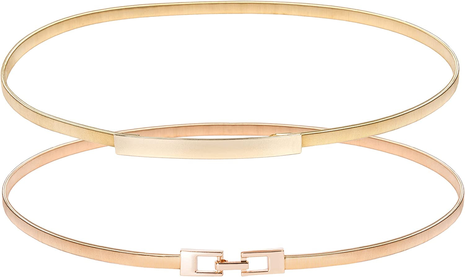 GRACE KARIN Women Skinny Metal Cinch Belt Gold Waistband Elastic Waist Belt CL633 Apparel & Accessories > Clothing Accessories > Belts GRACE KARIN 2 Pieces(style-8) X-Large 