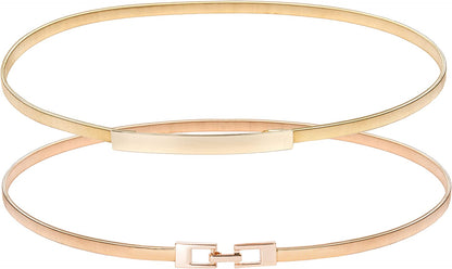 GRACE KARIN Women Skinny Metal Cinch Belt Gold Waistband Elastic Waist Belt CL633 Apparel & Accessories > Clothing Accessories > Belts GRACE KARIN 2 Pieces(style-8) X-Large 