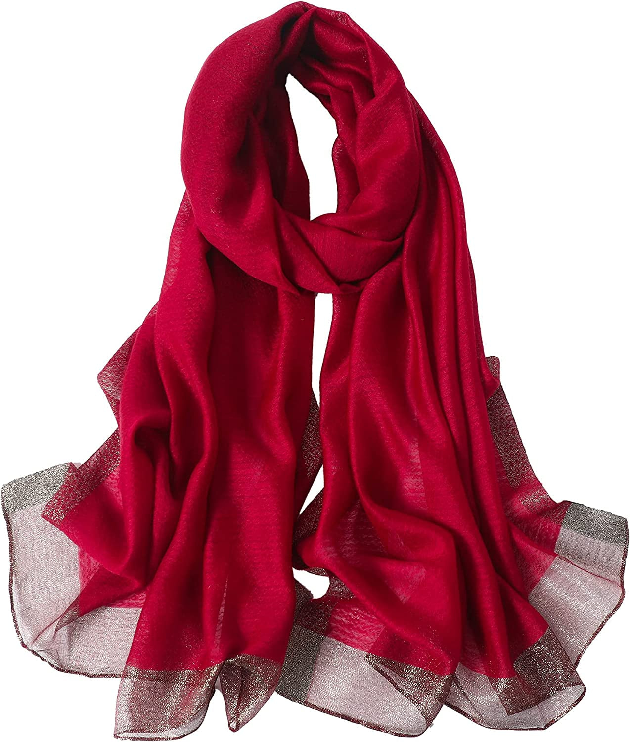 WINCESS YU Solid Color Mulberry Silk Scarf for Women Soft Blanket Shawl Beach Gauze Scarves and Wraps for for All Season Apparel & Accessories > Clothing Accessories > Scarves & Shawls WINCESS.YU Red Wine  