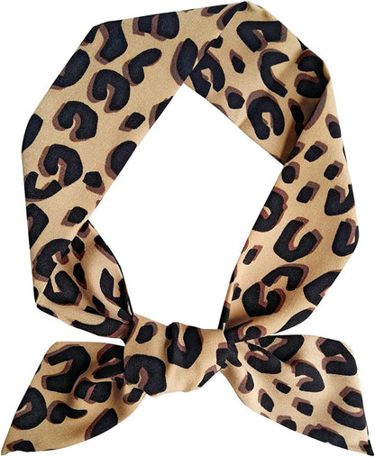 GERINLY Leopard Neck Tie Chic Skinny Scarf Hairband Stylish Purse Scarf Leopard Accessory Apparel & Accessories > Clothing Accessories > Bandanas & Headties GERINLY Color1  