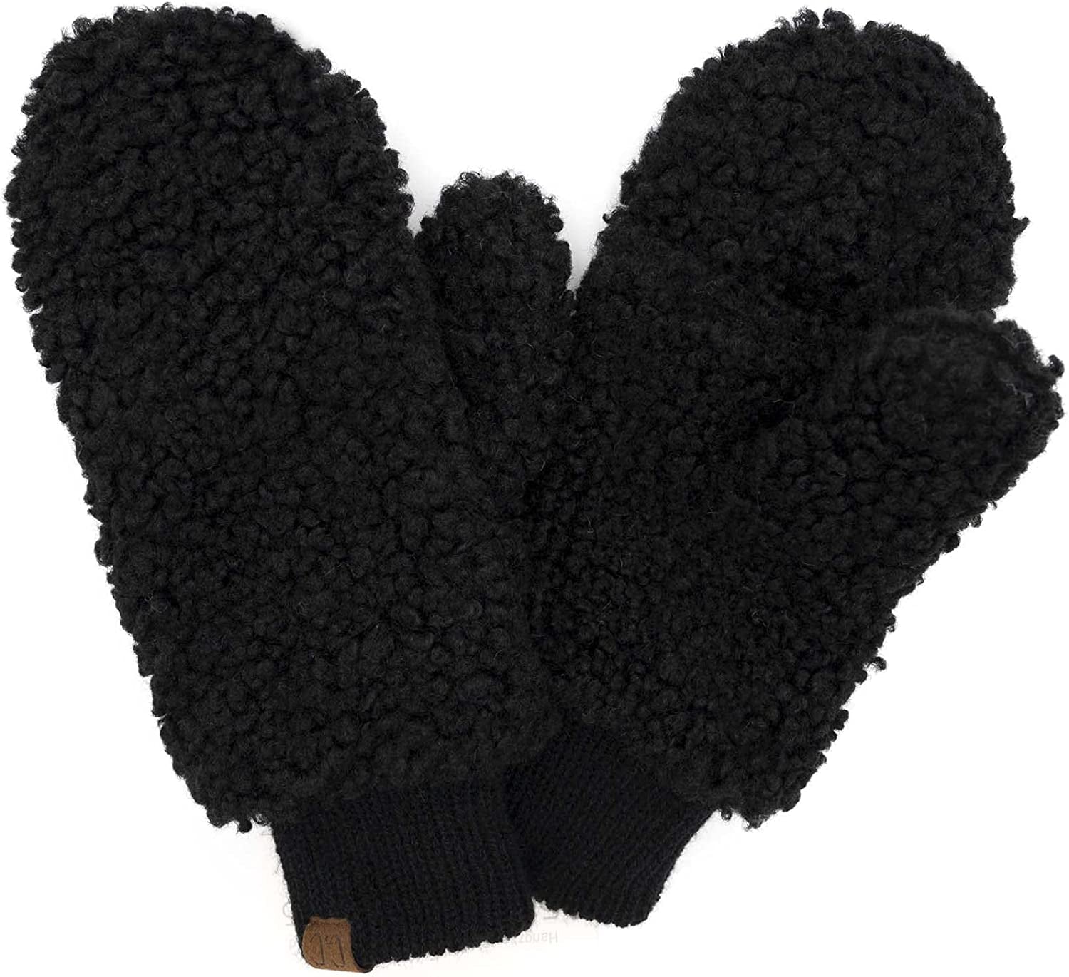 CC Soft Faux Fur Fuzzy Lined Flip up down Top Fingerless Mitten Gloves Apparel & Accessories > Clothing Accessories > Gloves & Mittens C.C Sherpa Black  