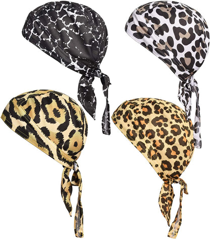 Doo Rag Bicycle Skull Caps Helmet Liner Cooling Hat Cap Summer Sweat Wicking Beanie Cap Hat for Women & Men Apparel & Accessories > Clothing Accessories > Bandanas & Headties YgneeDom Leopard-4  