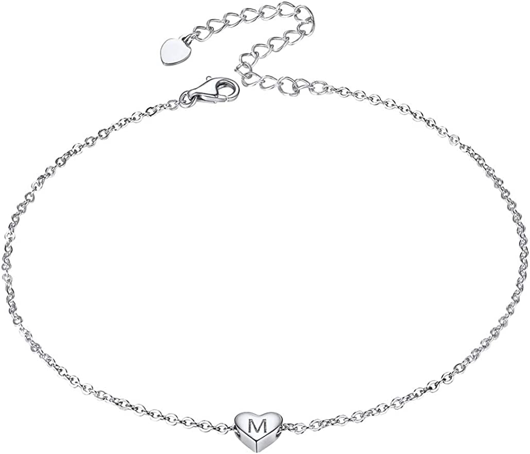 Silvora Sterling Silver Initial Anklets for Women, Teen Girls Foot Ankle Bracelet Letter Alphabet Anklets-Adjustable Chain with Gift Packaging Apparel & Accessories > Jewelry > Anklets Silvora M  