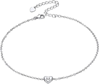 Silvora Sterling Silver Initial Anklets for Women, Teen Girls Foot Ankle Bracelet Letter Alphabet Anklets-Adjustable Chain with Gift Packaging Apparel & Accessories > Jewelry > Anklets Silvora M  