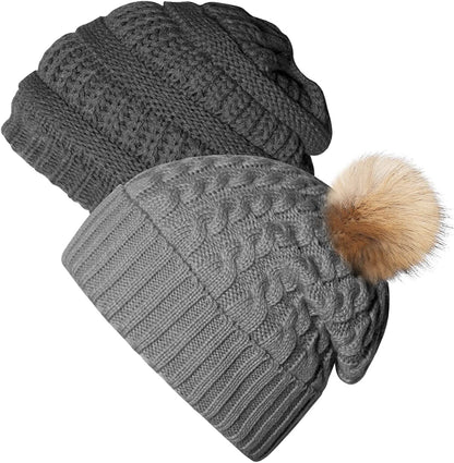 Ousipps 2 Pack Winter Hats for Men Women, Baggy Mens Beanies for Winter Ski Snow Skull Hats Black Beanie for Men and Women Apparel & Accessories > Clothing Accessories > Hats Ousipps   