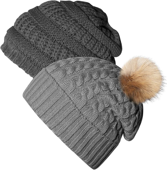 Ousipps 2 Pack Winter Hats for Men Women, Baggy Mens Beanies for Winter Ski Snow Skull Hats Black Beanie for Men and Women Apparel & Accessories > Clothing Accessories > Hats Ousipps   
