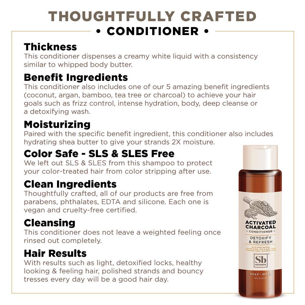 Soapbox Soap Hair Conditioner, Hydrating & Detangling Conditioner W/Vitamin E, Shea Butter & Activated Charcoal- Sulfate, Paraben & Silicone Free Vegan Hair Care for Dry Hair - 16Oz Pack of 3 Health & Beauty > Personal Care > Hair Care Soapbox   