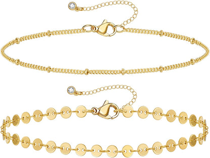 Kissyan Gold Layered Ankle Bracelets for Women, Dainty 14K Gold Plated Layering Anklets Set Adjustable Fashion Cuban Link Snake Tennis Chain Ankles Summer Beach Foot Jewelry Gifts for Women Girls Apparel & Accessories > Jewelry > Anklets KissYan K-Gold  