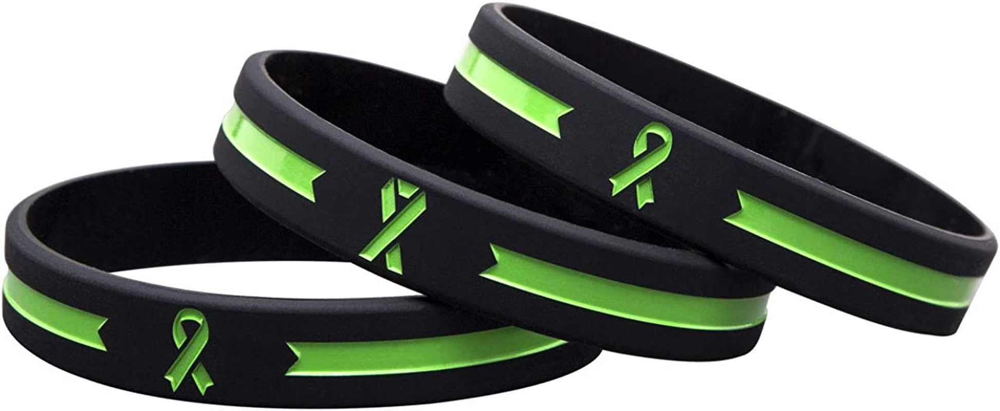 Sainstone Green Awareness Ribbon Silicone Bracelets , Mental Health Awareness Bracelet , Green Ribbon Wristbands Unisex for Men Women Apparel & Accessories > Jewelry > Bracelets Sainstone   