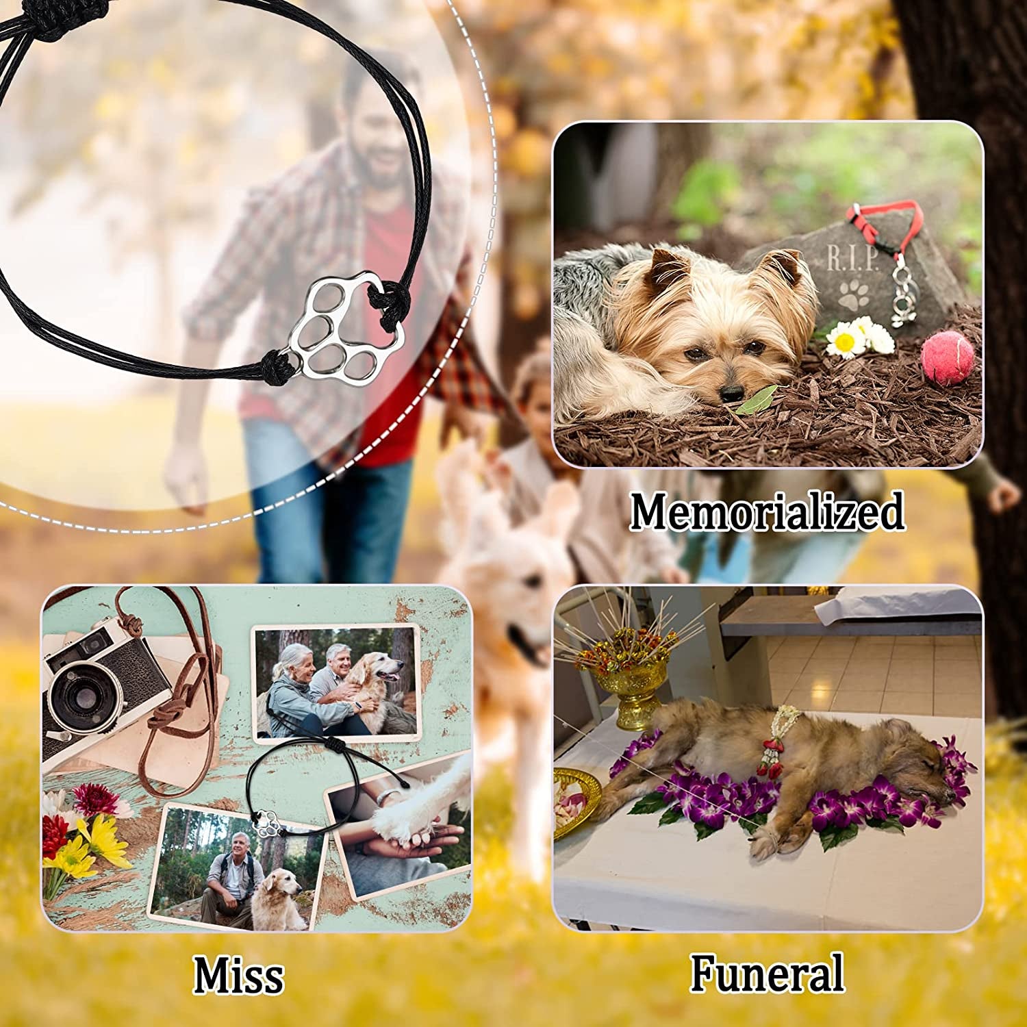 Puppy Dog Bracelet for Women Men Friendship Gift for Best Friends Couples Dog Memorial Gift Adjustable String Paw Print Charm Pet Bracelet for Women Men Girls Boys Dog Lover Dog Loss Sympathy Gift Apparel & Accessories > Jewelry > Bracelets Plwelth   