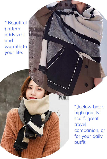 Jeelow Winter Pashmina Blanket Scarfs Shawls Wraps Open Front Poncho Cape for Women Wedding Evening Dresses Apparel & Accessories > Clothing Accessories > Scarves & Shawls Jeelow   