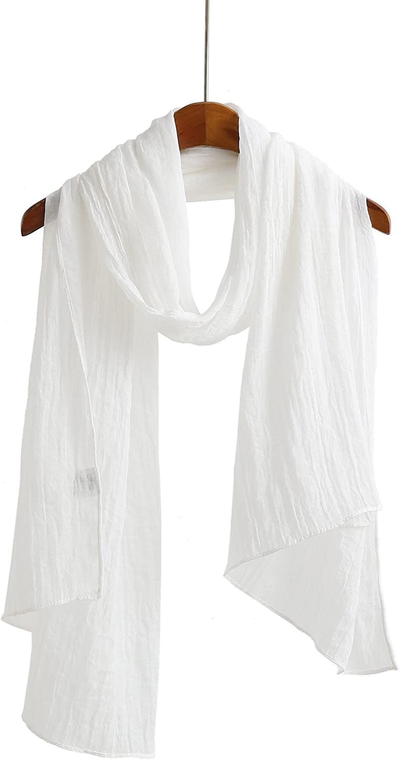 Jeelow Cotton Feel Scarf Shawl Wrap Soft Lightweight Scarves and Wraps for Men Women Apparel & Accessories > Clothing Accessories > Scarves & Shawls Jeelow White  