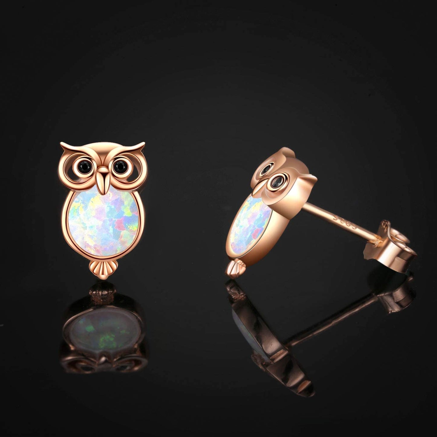 Cuoka Owl Stud Earrings,Owl Necklace 925 Sterling Silver Opal Owl Earrings Hypoallergenic Heart Animal Owl Jewelry Gifts for Women Girls Owl Lovers Apparel & Accessories > Jewelry > Earrings Cuoka   