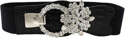 CLARA Women Vintage Western Waist Belt Double Buckle Belt PU Leather Waistband for Jeans Dress Apparel & Accessories > Clothing Accessories > Belts CLARA 04498black  
