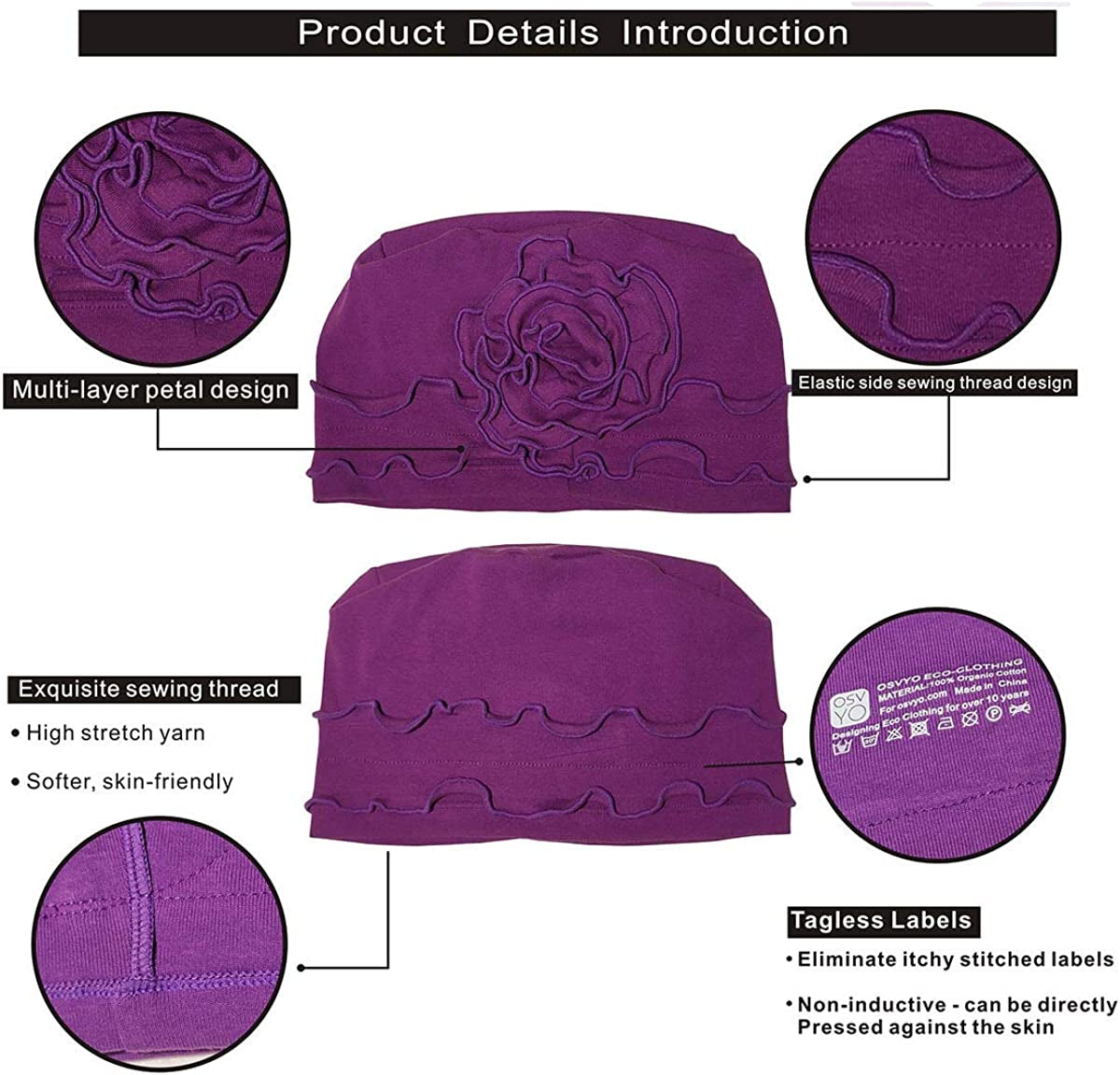 Osvyo Chemo Headwear Turban Cap for Women - Cancer Beanie Hair Loss Sealed Packaging Apparel & Accessories > Clothing Accessories > Headwear osvyo   