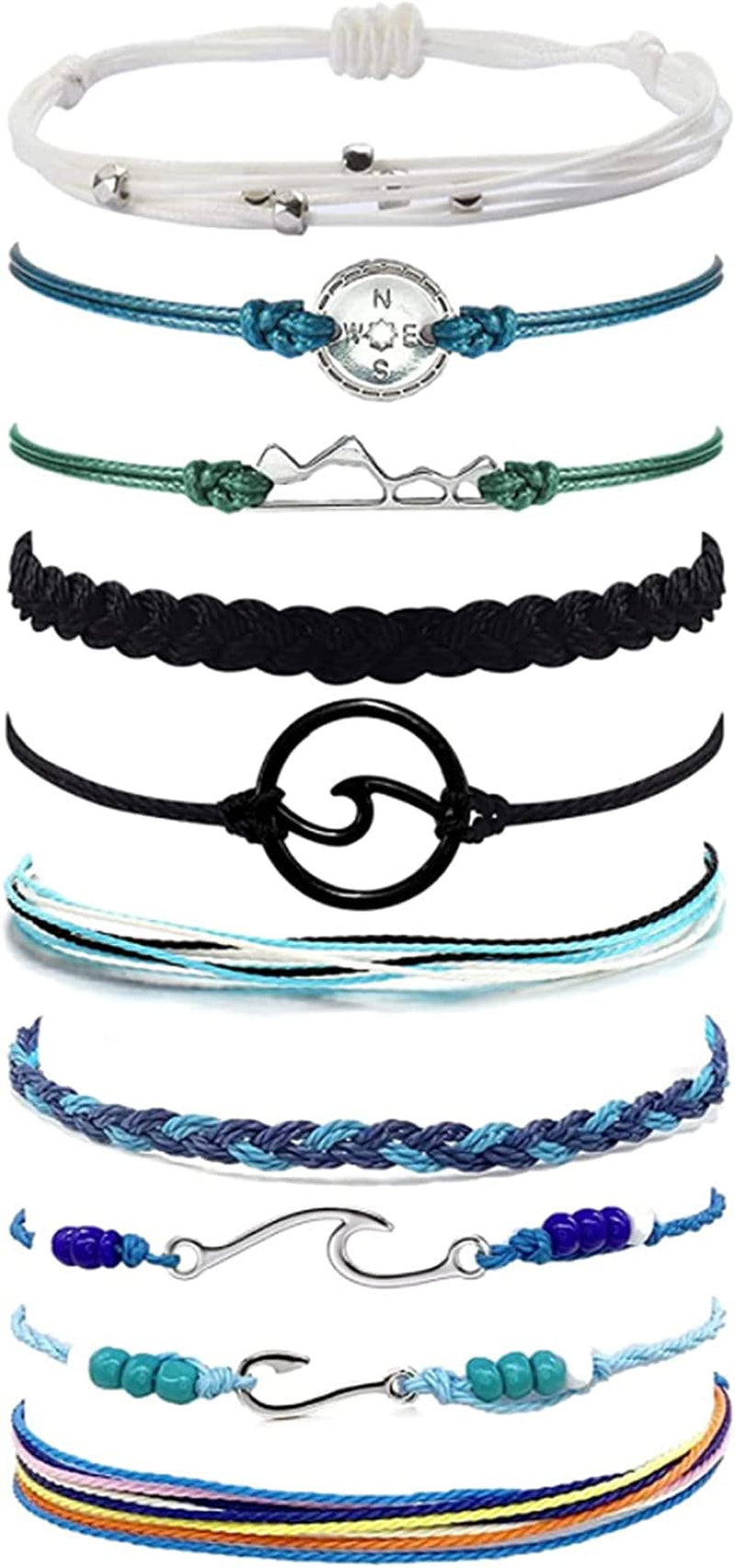 Choice of All String Bracelets for Teen Girls Boho Waterproof Bracelets Ankle Bracelets for Girls Christmas Gifts Wave Surfer Bracelets Summer Beach Anklets Apparel & Accessories > Jewelry > Anklets choice of all 10pcs  