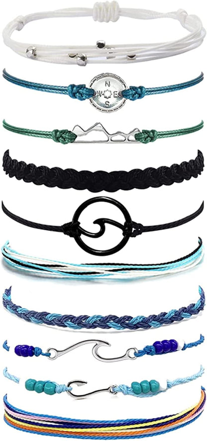 Choice of All String Bracelets for Teen Girls Boho Waterproof Bracelets Ankle Bracelets for Girls Christmas Gifts Wave Surfer Bracelets Summer Beach Anklets Apparel & Accessories > Jewelry > Anklets choice of all 10pcs  