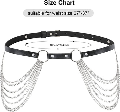 Punk Waist Chain Belt Leather Body Belly Chain Rave Festival Sexy Gothic Jewelry Accessories for Women Girls Apparel & Accessories > Jewelry > Body Jewelry WHIPPY   
