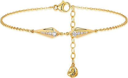 Mevecco Gold Evil Eye Charm Anklet,14K Gold Plated Boho Beach Dainty Cute Tiny Lucky Star Foot Chain Ankle Bracelet Silver Beaded Chain Anklet for Women Apparel & Accessories > Jewelry > Anklets MEVECCO Diamond  