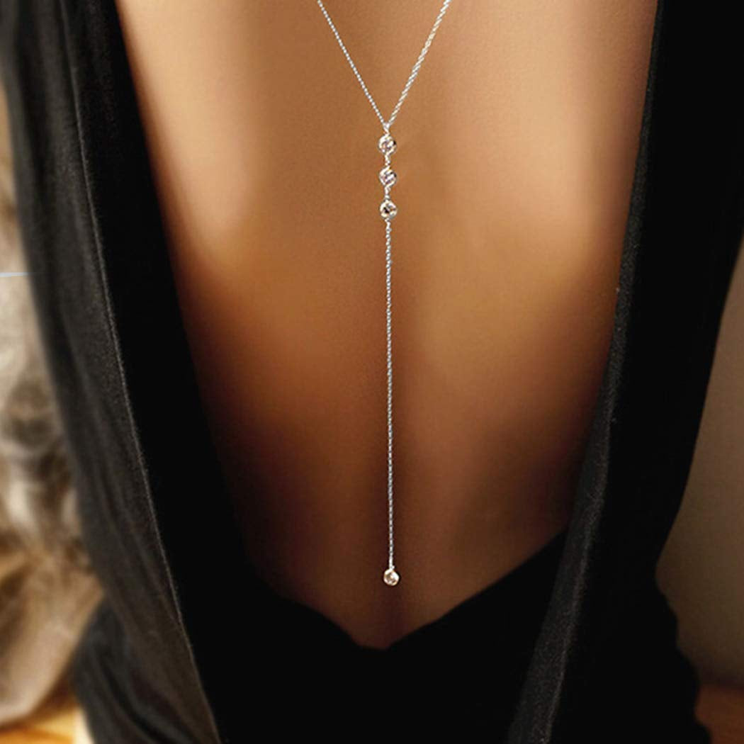 Edary Crystal Back Chain Sexy Beach Body Chain Harness Bikini Chain Fashion Body Jewelry Accessories for Women and Girls (Silver) Apparel & Accessories > Jewelry > Body Jewelry Edary Silver  