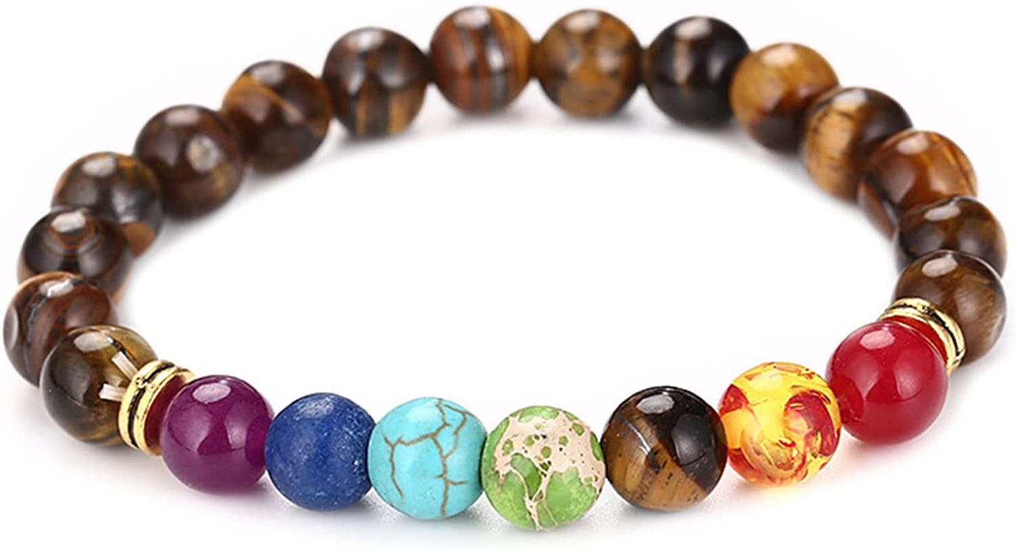 Healing Crystals Bracelet Natural Gemstones Beads Bracelet Elastic Natural Stone Yoga Beads Bracelet Apparel & Accessories > Jewelry > Bracelets Generic Brown  