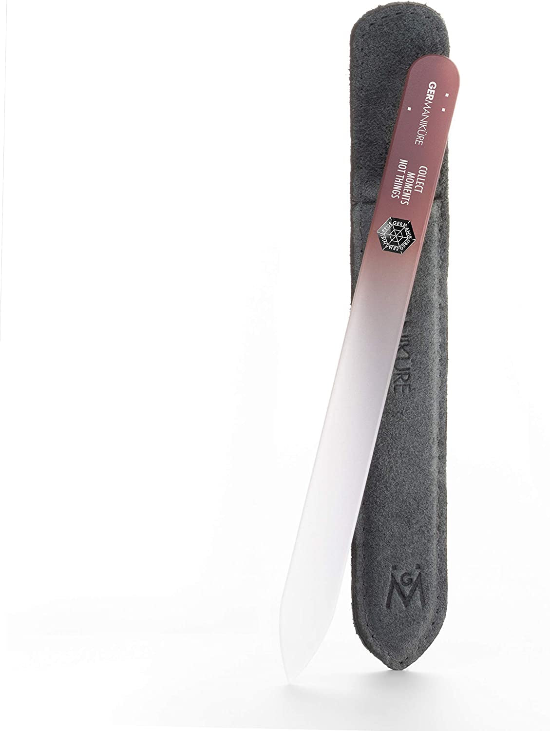 GERMANIKURE Mantra Glass Nail File in Suede Case, Ethically Made in Czech Republic - Professional Manicure & Pedicure Tools for Smooth Easy Shaping of Natural Fingernails Health & Beauty > Personal Care > Cosmetics > Cosmetic Tools > Nail Tools GERmanikure Collect Moments Not Things  