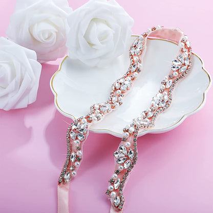 Bling Handmade Rhinestone Bridal Belt Crystal Diamond Wedding Belt Ribbon Sash Apparel & Accessories > Clothing Accessories > Belts Geyoga   