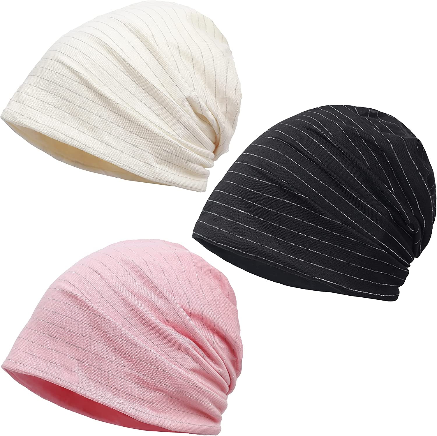 Kayier Women'S Baggy Casual Chemo Beanie Hats Headwear Caps Apparel & Accessories > Clothing Accessories > Headwear Kayier 3 Pack-y  