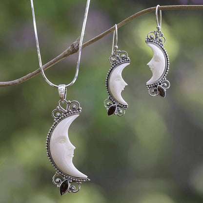 NOVICA Garnet .925 Sterling Silver Dangle Earrings, Natural Moonlight' Apparel & Accessories > Jewelry > Earrings NOVICA   