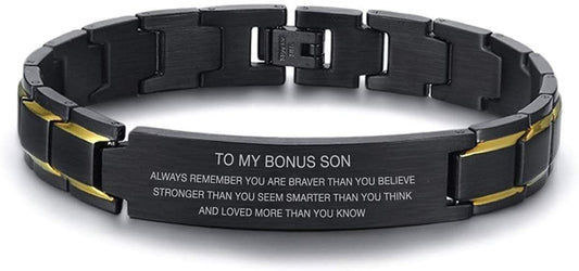 Bonus Son Birthday Gift - Unbiological Son Gifts from Stepmom Bracelet - Stepson Christmas Gifts 2020 - Gift from Stepdad to Bonus Son Apparel & Accessories > Jewelry > Bracelets Mugart   