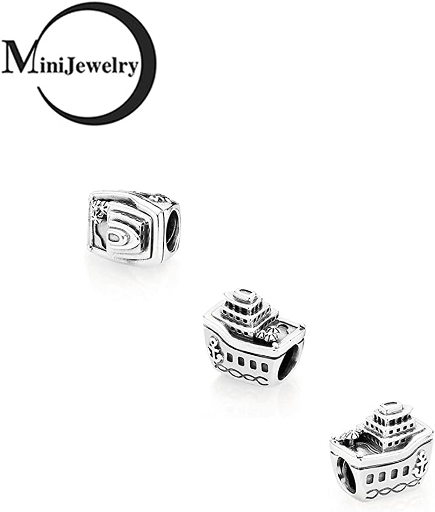 Minijewelry Women Girls Ship Boat Charm for Bracelets Necklaces Pendants Cruise Navy Anchor Vacation Sterling Silver Apparel & Accessories > Jewelry > Bracelets MiniJewelry   
