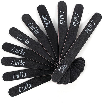 Nail File Emery Board Nail Care Double Sided 100 180 Grit Gel Acrylic Dip Black Nail Buffering Files Professional Manicure Pedicure Tools 10Pcs/Pack Nail Files Set for Home and Salon Use Health & Beauty > Personal Care > Cosmetics > Cosmetic Tools > Nail Tools Lulia 100/180 50pack  