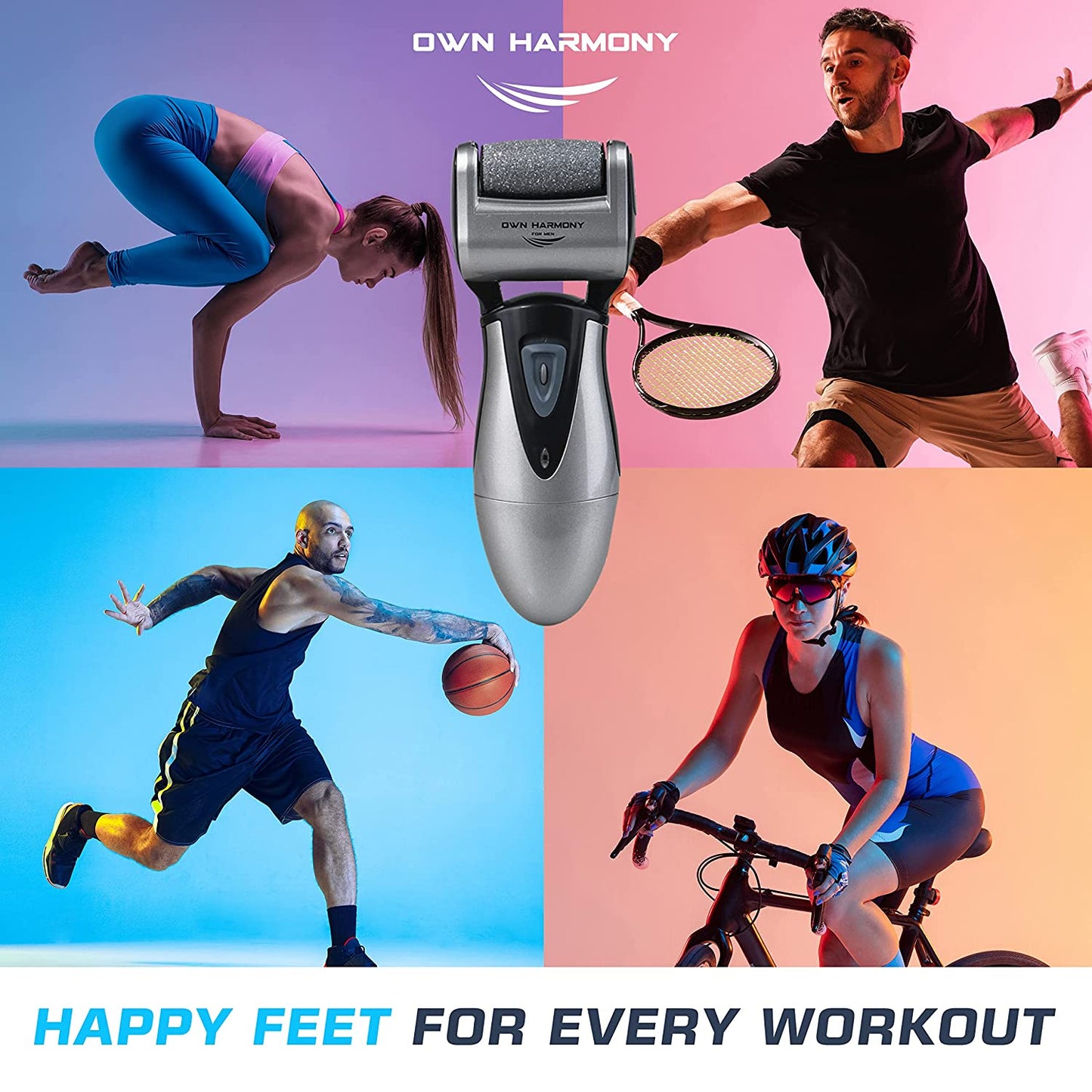 Electric Foot Callus Remover, Feet Scrubber: Own Harmony Rechargeable Mens Pedicure Tools Kit, Professional Electronic Foot Care File, Best for Hard Cracked Dead Skin and Powerful Pedi Spa, 3 Rollers Health & Beauty > Personal Care > Foot Care Own Harmony   