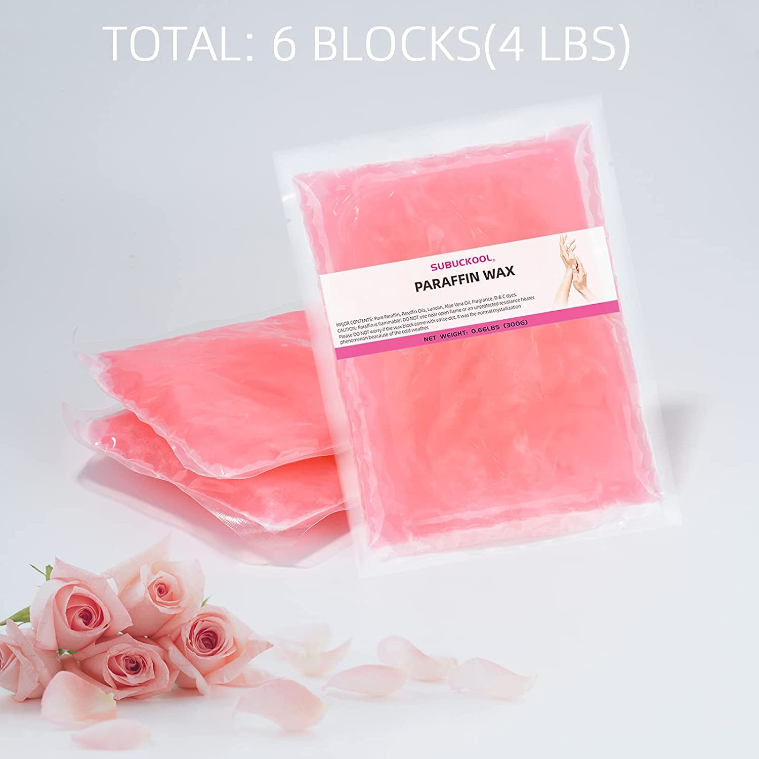 Refill Paraffin Wax, SUBUCKOOL Paraffin Bath Bulk 6 Pack, Rose Scented Paraffin Wax Blocks 4 Lbs for Hands & Feet Care, Use to Relieve Arthitis Pain and Stiff Muscles - Deeply Hydrates and Protects Health & Beauty > Personal Care > Foot Care SUBUCKOOL   