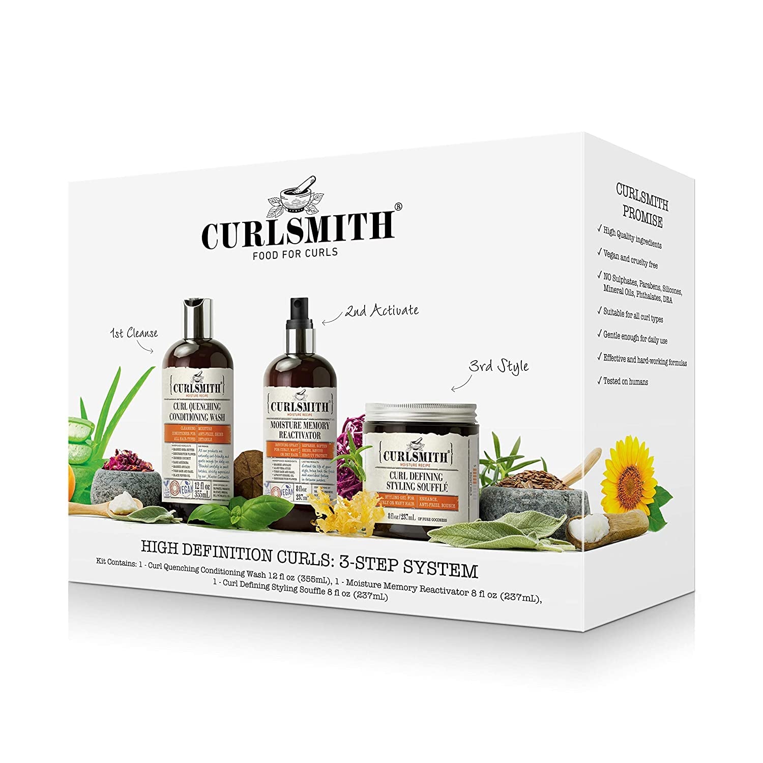 Curlsmith - High Definition Curls Kit - Vegan Haircare Kit for Dry, Wavy, Curly or Coily Hair Health & Beauty > Personal Care > Hair Care CURLSMITH   
