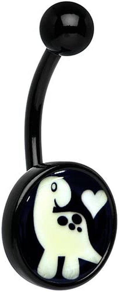 Body Candy Unisex Adult Black Glow in the Dark Cute Dinosaur Belly Button Ring Apparel & Accessories > Jewelry > Body Jewelry Body Candy   