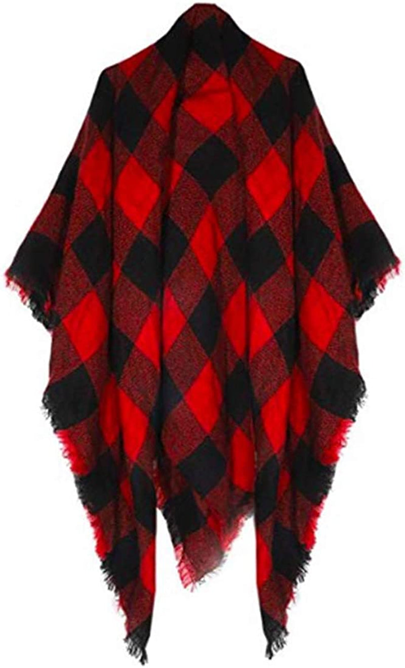 Neal LINK Women'S Plaid Scarf Blanket Wrap Warm Tartan Checked Shawl Tartan Scarves Pashmina Cape Apparel & Accessories > Clothing Accessories > Scarves & Shawls Neal LINK Black  