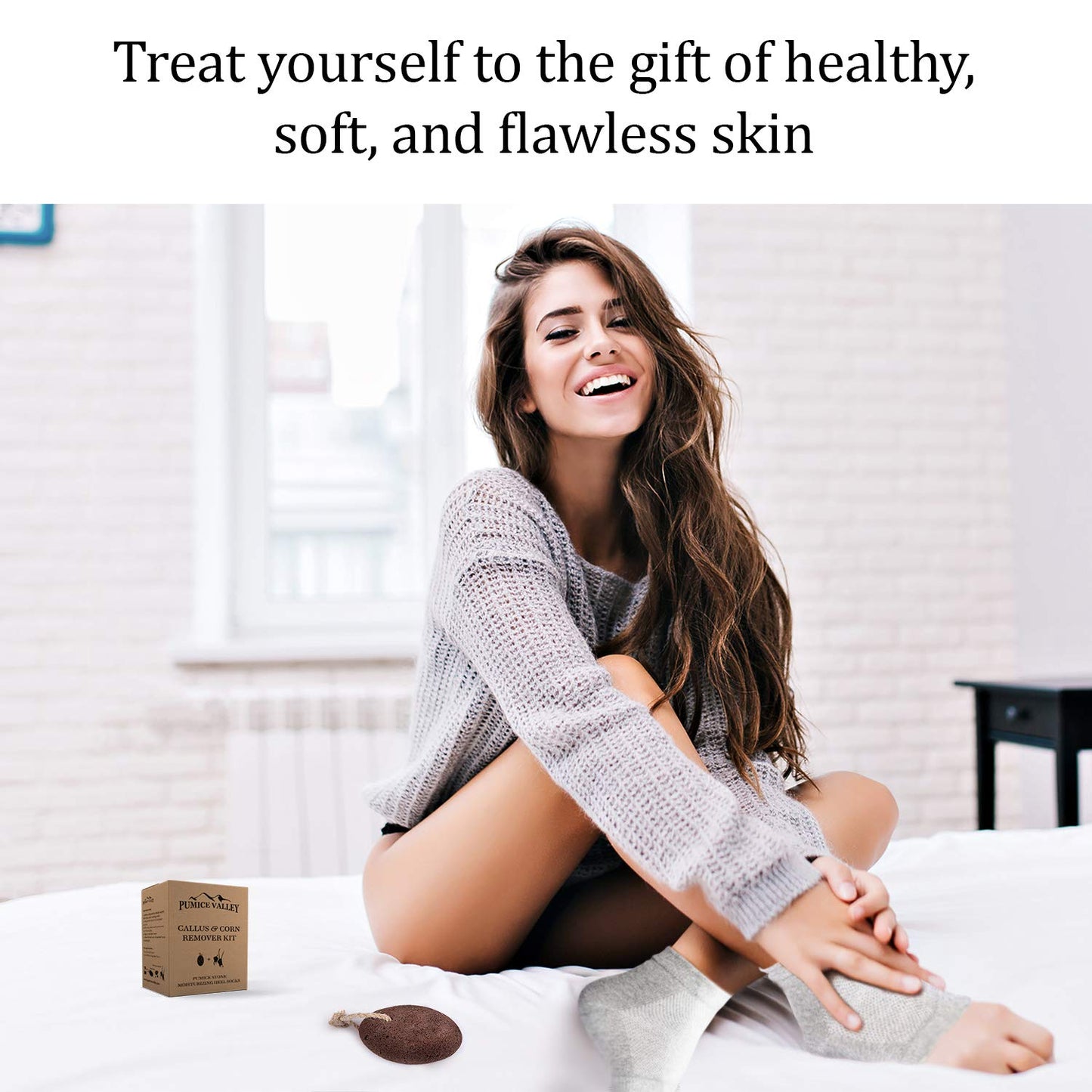 Pumice Stone for Feet & Moisturizing Heel Sleeves - Natural Lava Foot Stone Callus Removing Set - Cracked Heel Treatment - Foot Care Kit for Dry Cracked Feet Body Hands (Brown) (Brown) Health & Beauty > Personal Care > Foot Care Pumice Valley   