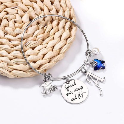 Graduation Gifts for Her 2022 Butterfly Bracelet,Inspirational Bangle with 2022 Graduation Grad Cap Mantra Quote Spread Your Wings and Fly Graduation Bracelet College Graduation Gifts for Her 2022 Apparel & Accessories > Jewelry > Bracelets Turandoss   