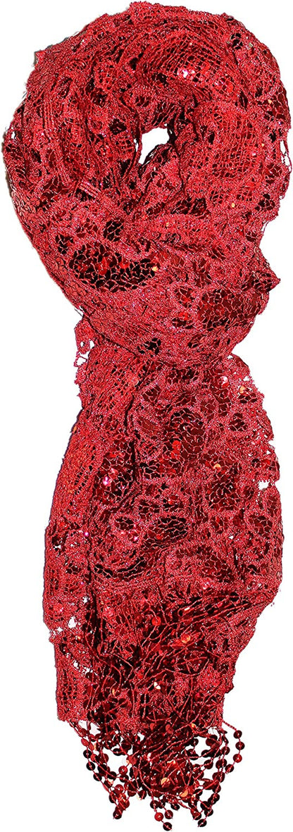 Ted & Jack - Luxe Bedazzled Sequin and Sparkle Scarf Apparel & Accessories > Clothing Accessories > Scarves & Shawls Ted and Jack Red Paisley  