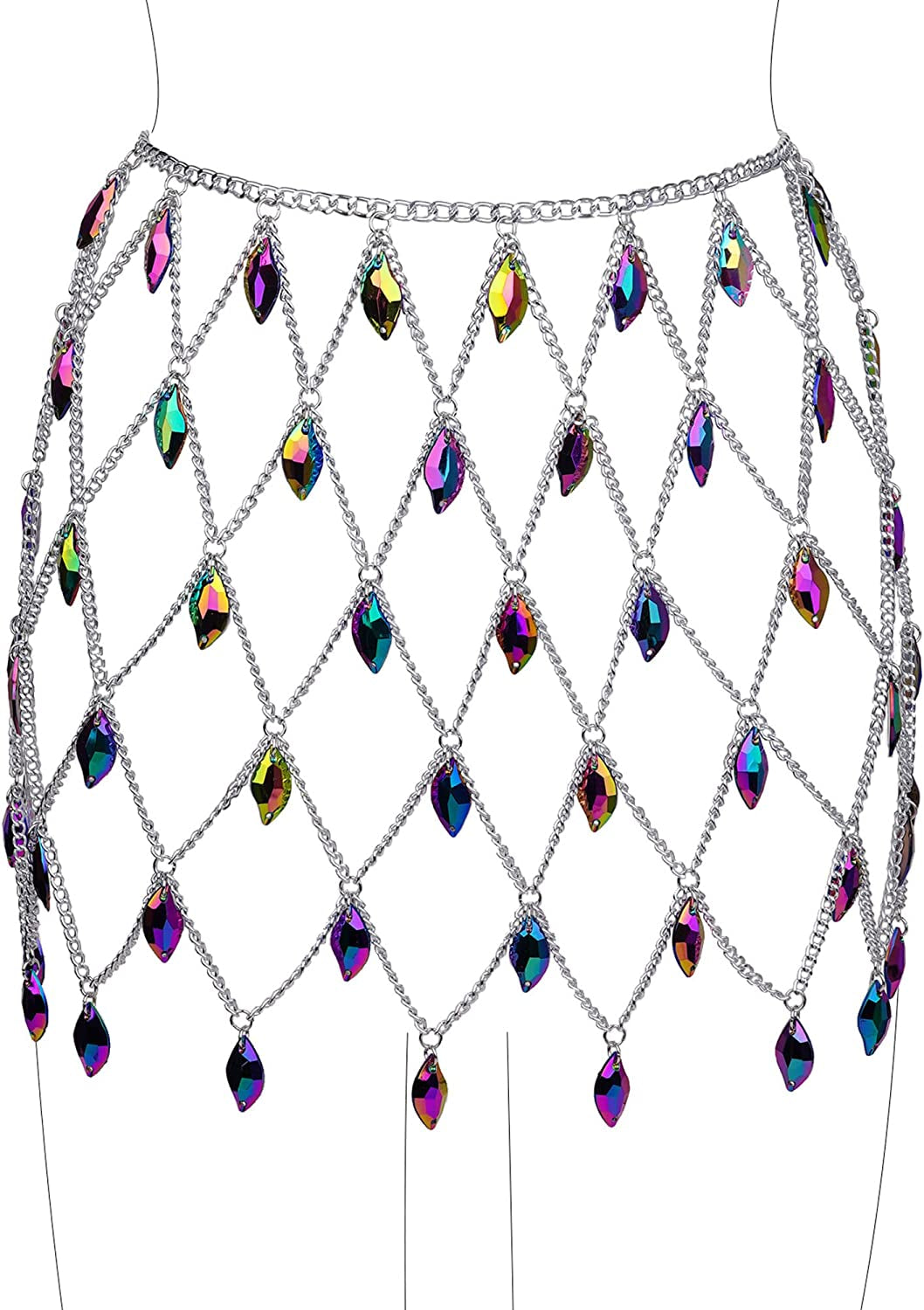 Ccbodily Crystal Body Chain Dress - Boho Layered Body Waist Belly Chain Skirt Festival Jewelry for Women Apparel & Accessories > Jewelry > Body Jewelry CCbodily BDG0091  