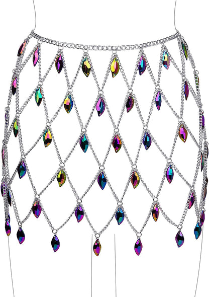 Ccbodily Crystal Body Chain Dress - Boho Layered Body Waist Belly Chain Skirt Festival Jewelry for Women Apparel & Accessories > Jewelry > Body Jewelry CCbodily BDG0091  