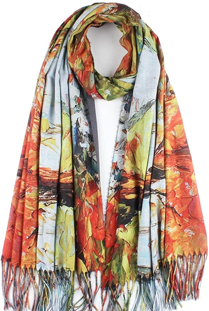 Soft Cashmere Feel Scarf for Women Elegant Art Print Winter Warm Scarves Large Shawl Wrap Monet Klimt Van Gogh Gifts Apparel & Accessories > Clothing Accessories > Scarves & Shawls Umjetnost C53  
