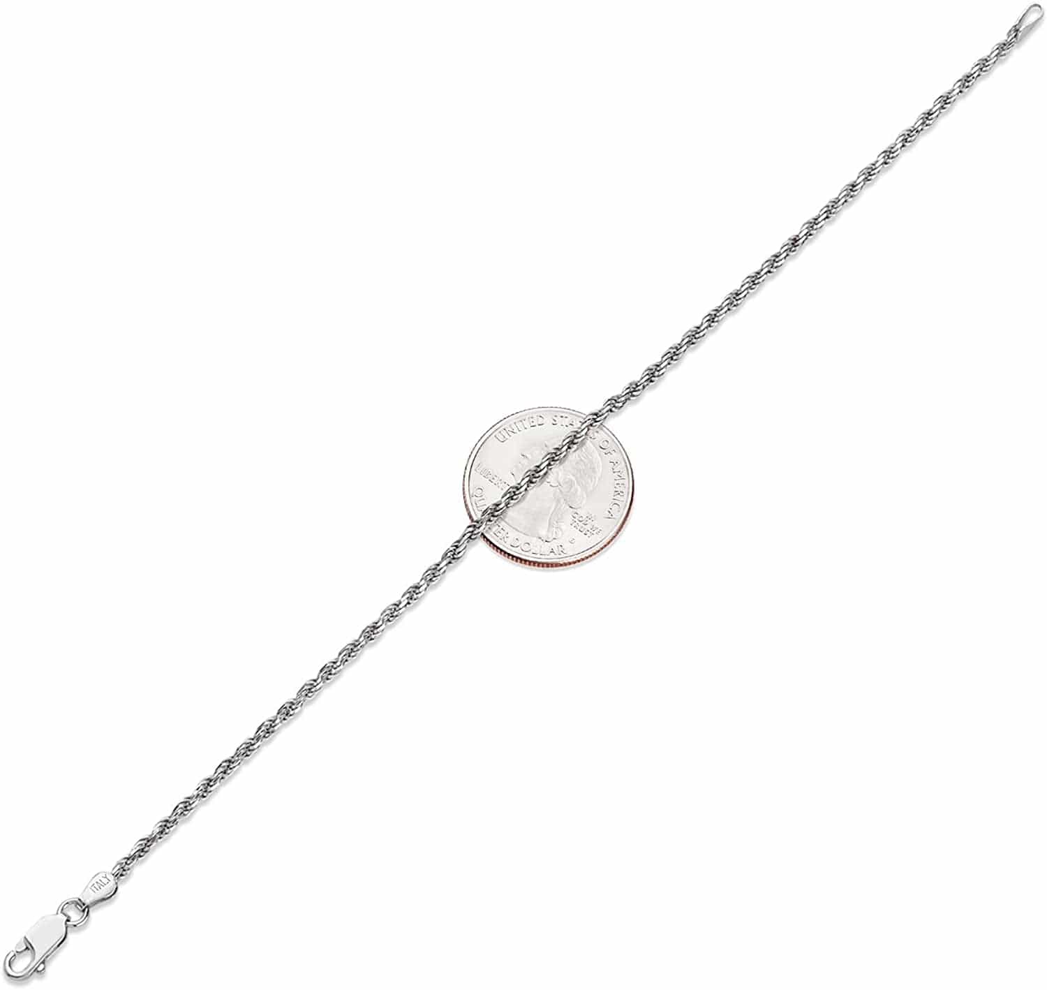 2Mm-7Mm .925 Sterling Silver Diamond-Cut Twisted Rope Apparel & Accessories > Jewelry > Anklets The Bling Factory   