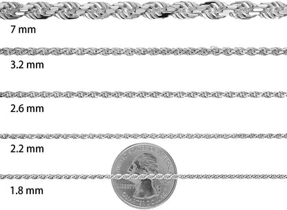 2Mm-7Mm .925 Sterling Silver Diamond-Cut Twisted Rope Apparel & Accessories > Jewelry > Anklets The Bling Factory   
