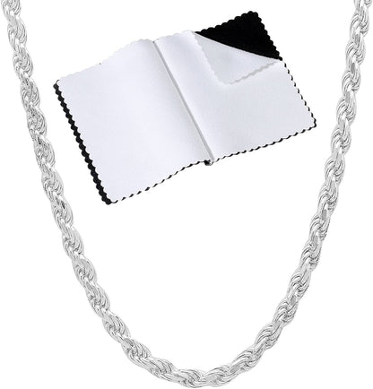 2Mm-7Mm .925 Sterling Silver Diamond-Cut Twisted Rope Apparel & Accessories > Jewelry > Anklets The Bling Factory 3.2mm Necklace 22.0 Inches 