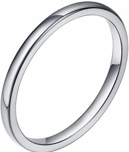2MM Tungsten Carbide Stackable Ring Plain Wedding Band Silver / 9