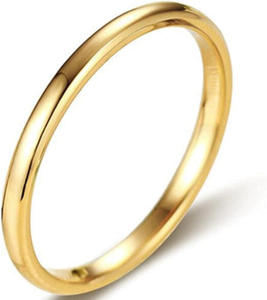 2MM Tungsten Carbide Stackable Ring Plain Wedding Band Gold / 7.5