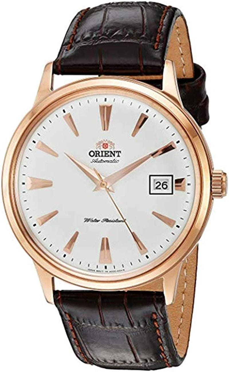 '2Nd Gen Bambino Version I' Japanese Automatic Stainless Steel and Leather Dress Watch Rose Gold